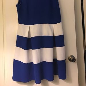 Blue and White Color Block Mini Dress